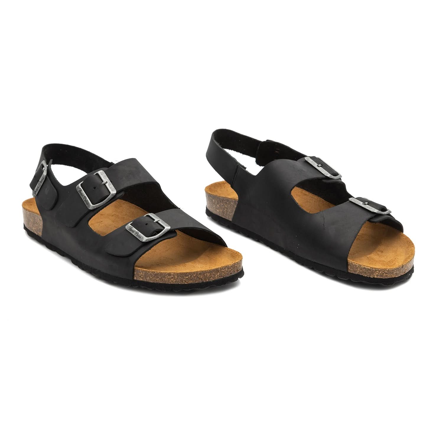 Men's Genuine Leather Sandal with Double Buckle Strap - Comfortable Casual & Outdoor Walking Shoes for Summer Beach Vacation and Daily Wear - Gil PE