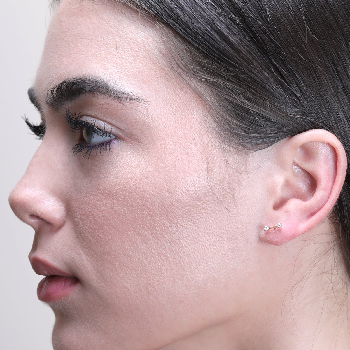 14k Yellow Gold Double Stacked Diamond Stud Earrings - Elegant Everyday Jewelry for Women, Perfect for Work, Parties & Special Occasions