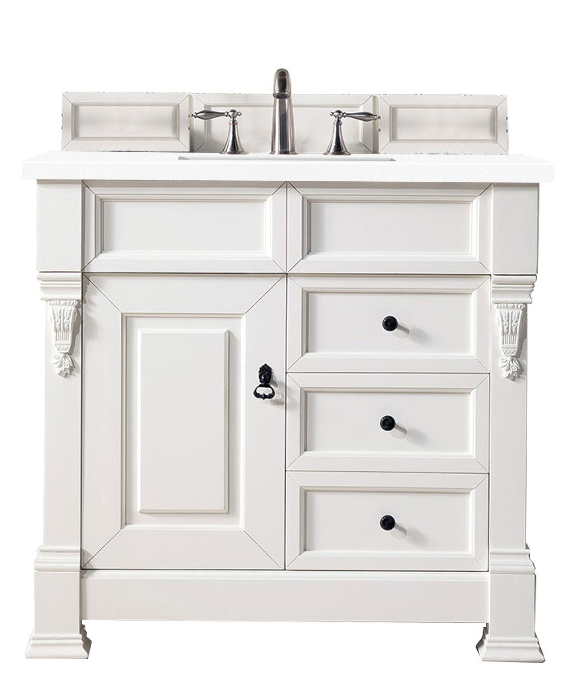 Brookfield 36 Inch Single Bathroom Vanity Set with White Zeus Quartz Countertop (3CM Thick) - Perfect for Modern Home Bathroom Remodeling