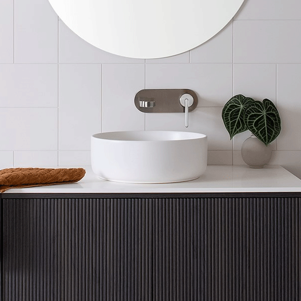 ADP Margot 360 x 360 Above Counter Basin - Matte White Ceramic Bathroom Sink for Modern Vanity & Powder Room Decor