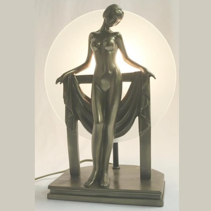Art Deco Sylvie Silver Figurine Lamp - Vintage Home Decor for Living Room, Bedroom & Office Lighting