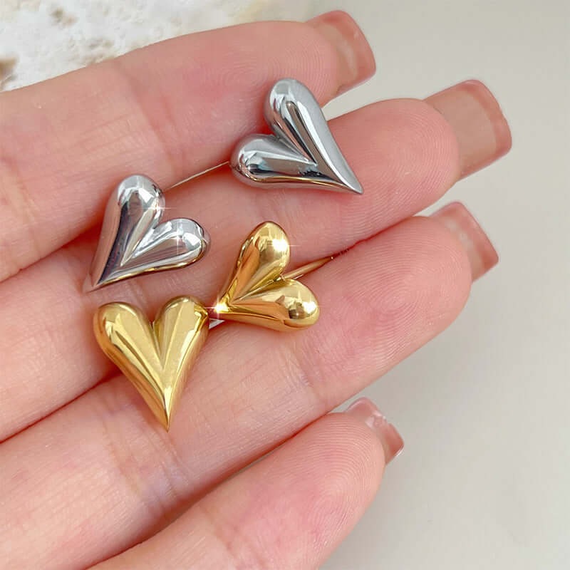 14K Gold Plated Mini Puffed Heart Stud Earrings for Women - Dainty Valentine's Day Gift for Her | JDE719 | Perfect for Date Nights, Anniversaries & Everyday Wear