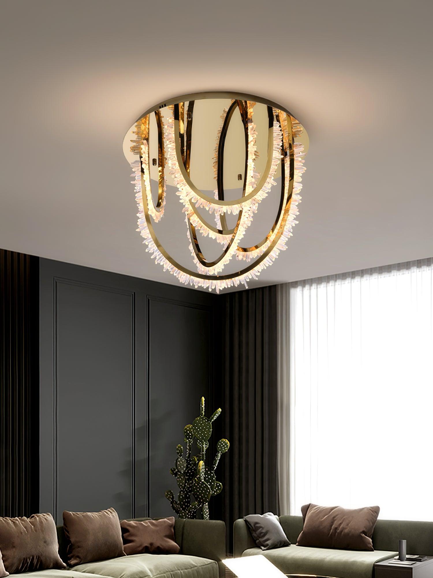Elegant Crystal Chandelier Ceiling Light Fixture - Modern Dining Room & Bedroom Lighting for Home Decor