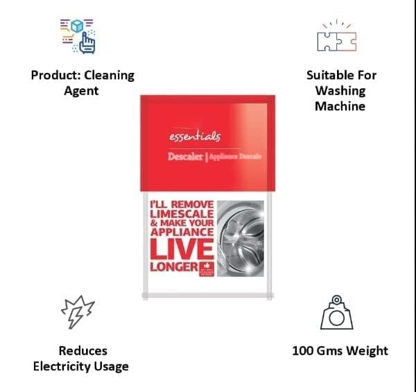 Nubilous Washing Machine Cleaner & Descaler - 100gm Powder for Front Load & Top Load Washers - Removes Odors, Limescale & Residue - Perfect for Laundry Day & Deep Cleaning Maintenance