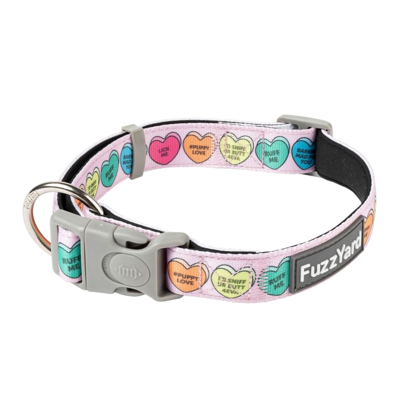 Fuzzyard Candy Hearts Dog Collar - Soft & Comfortable Pet Collar with Adjustable Buckle (XS/S/M) - Perfect for Valentine's Day, Birthday Gifts & Daily Walks