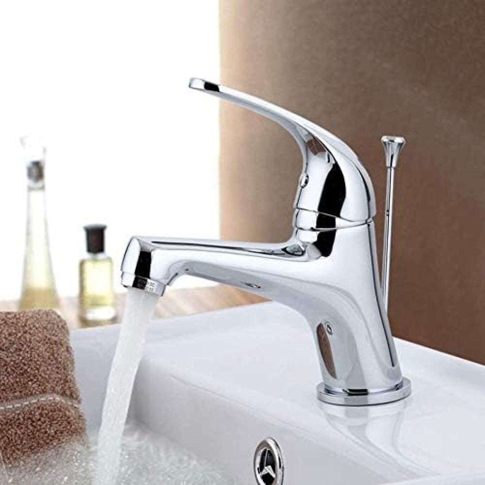 CRJUS Modern Kitchen Faucet with Pull Down Sprayer - High Arc Brushed Nickel Waterfall Sink Faucet for Countertop, Basin Mixer Tap - Perfect for Cooking, Washing Dishes & Food Prep