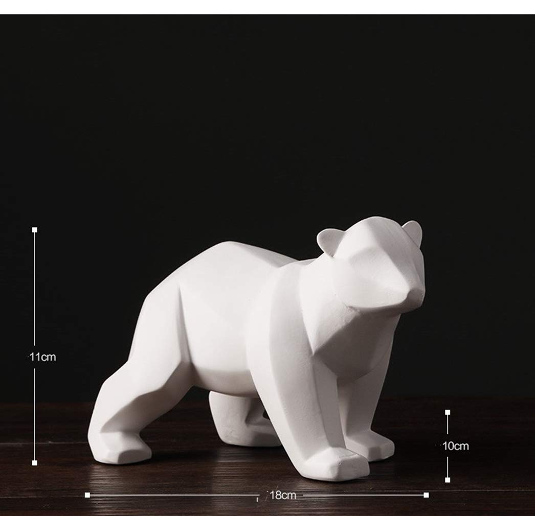 Modern Geometric White Polar Bear Statue - Small Animal Sculpture for Home, Office & Bookshelf Decor - Unique Craft Gift for Living Room, Desk & Shelf Display