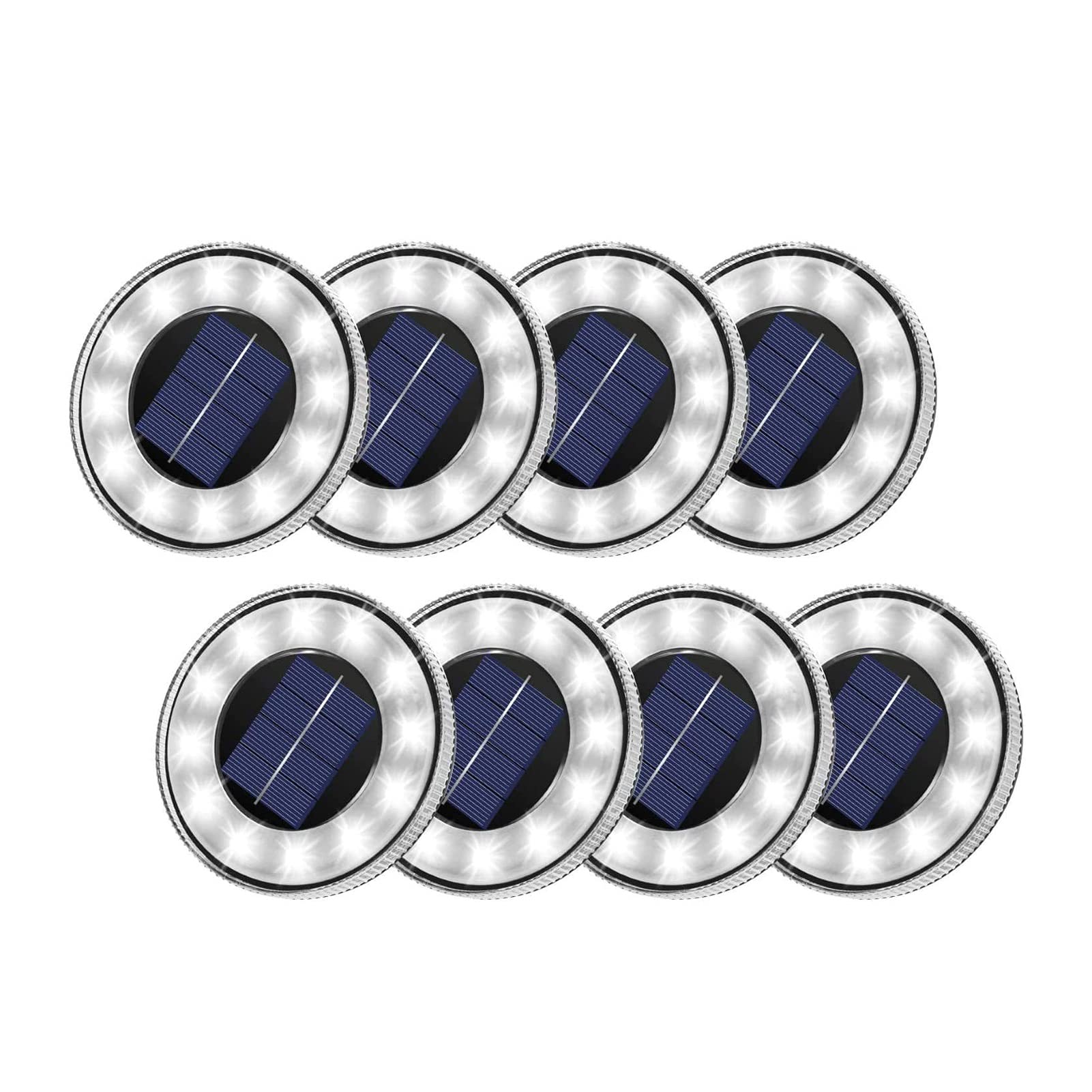 8 Pack Solar Garden Lights - 12 LED Waterproof Solar Ground Lights with Underground Sensing for Lawn, Pathway, Yard & Outdoor Decoration (White Light) | Perfect for Landscape Lighting, Driveway Markers & Garden Accents