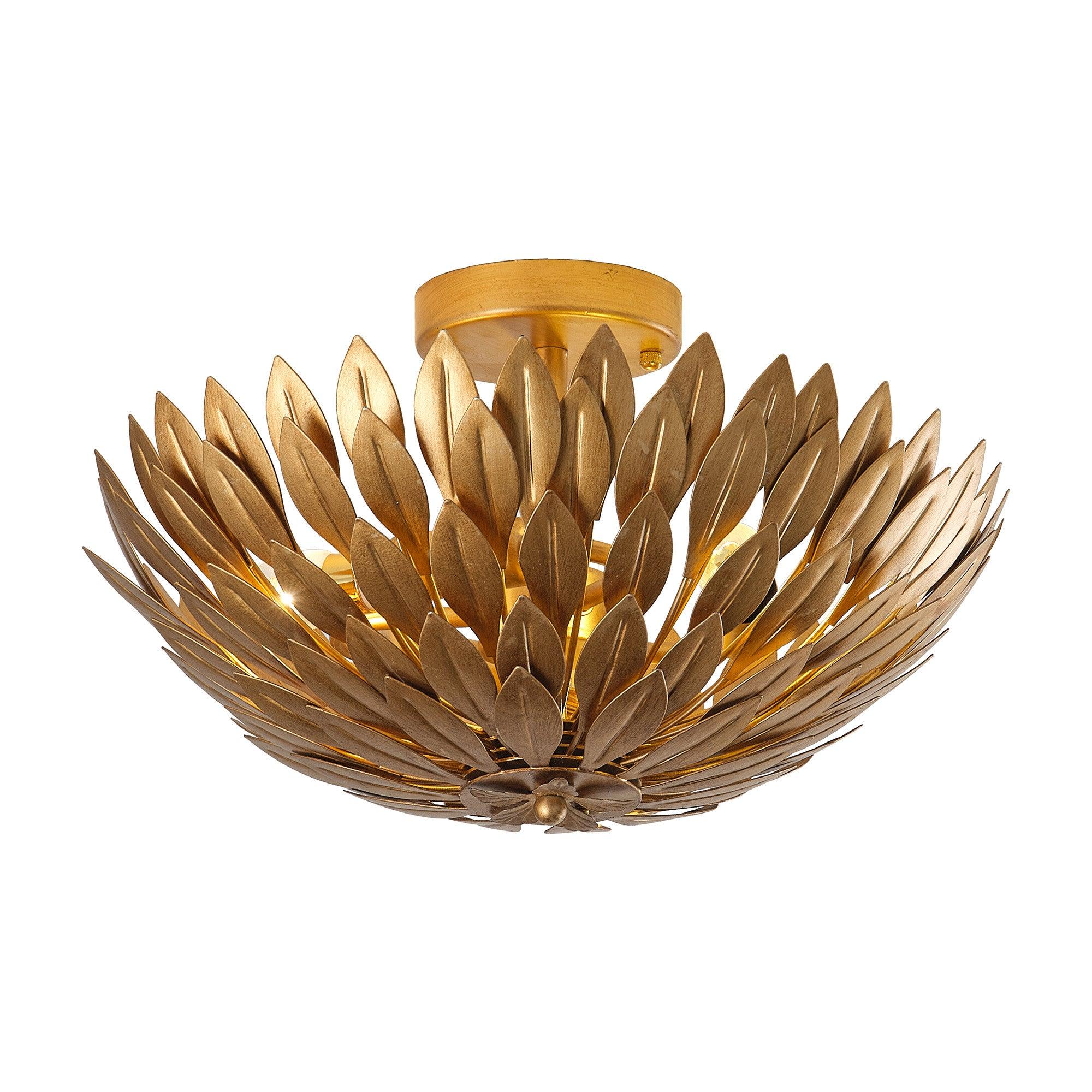16 Inch 3-Light Farmhouse Golden Semi-Flush Mount Ceiling Light Fixture - Perfect for Kitchen, Dining Room, and Bedroom Lighting