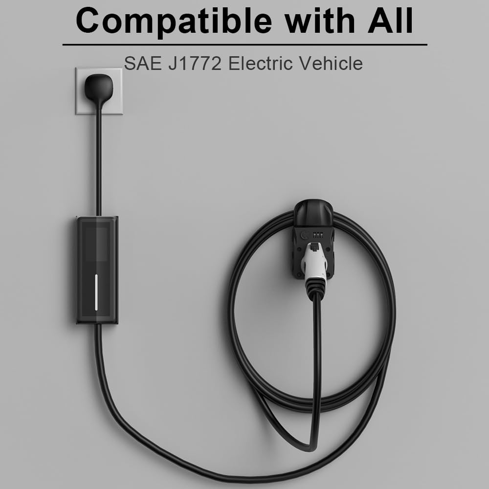 Premium EV Charger Holder for SAE J1772 - Portable Electric Car Charging Cable Organizer with Wall Mount - Perfect for Home & Garage Charging Stations