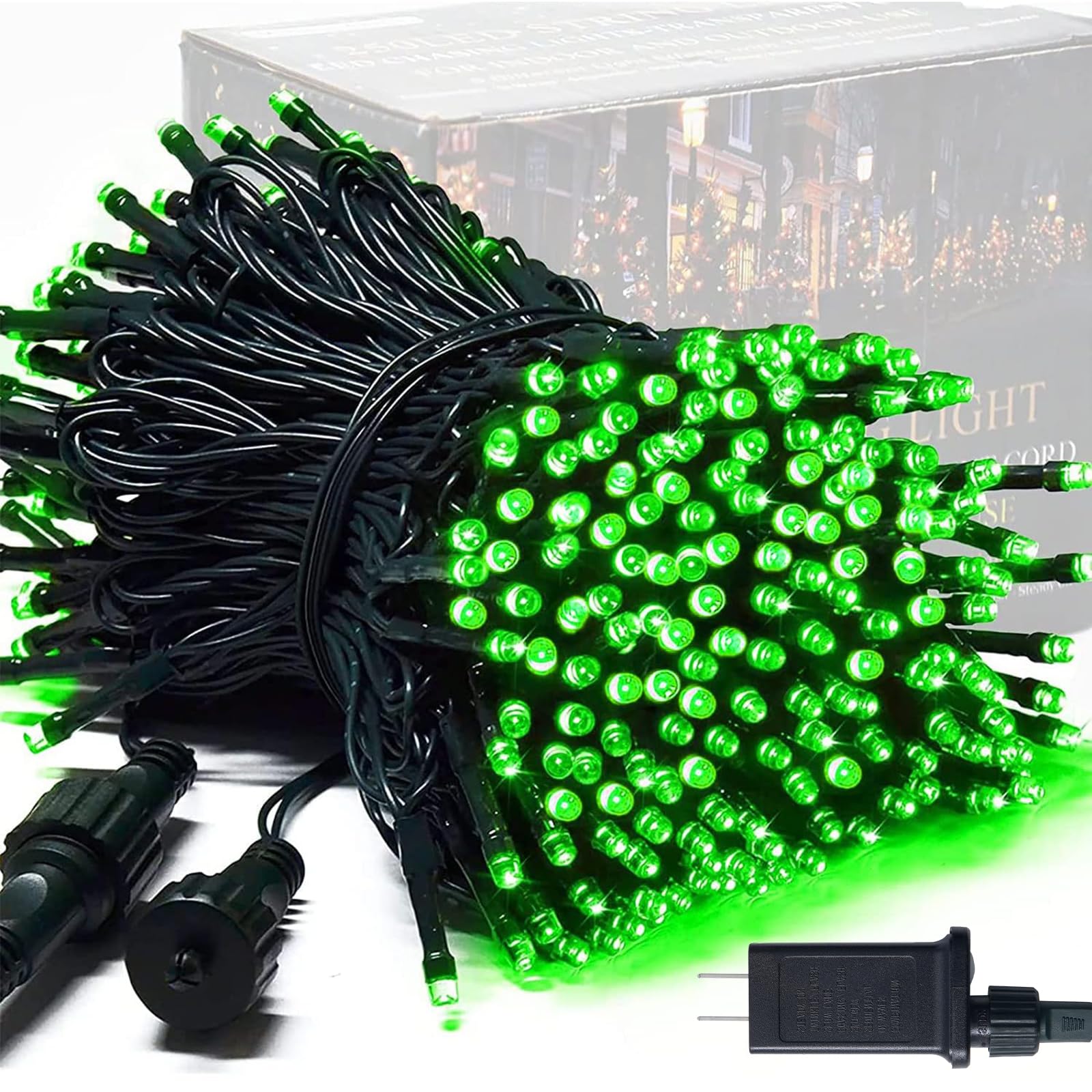 JMEXSUSS 250 LED Green String Lights - 91.5ft Waterproof Outdoor Fairy Lights for St. Patrick's Day, Christmas, Halloween & Party Decorations | 8 Lighting Modes, Connectable for Tree, Yard, Patio & Garden Decoration