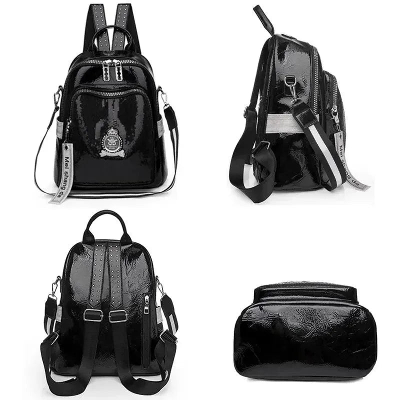 Stylish PU Leather Backpack for Women & Men - Waterproof Laptop Bag with USB Charging Port - Perfect for Work, Travel & School