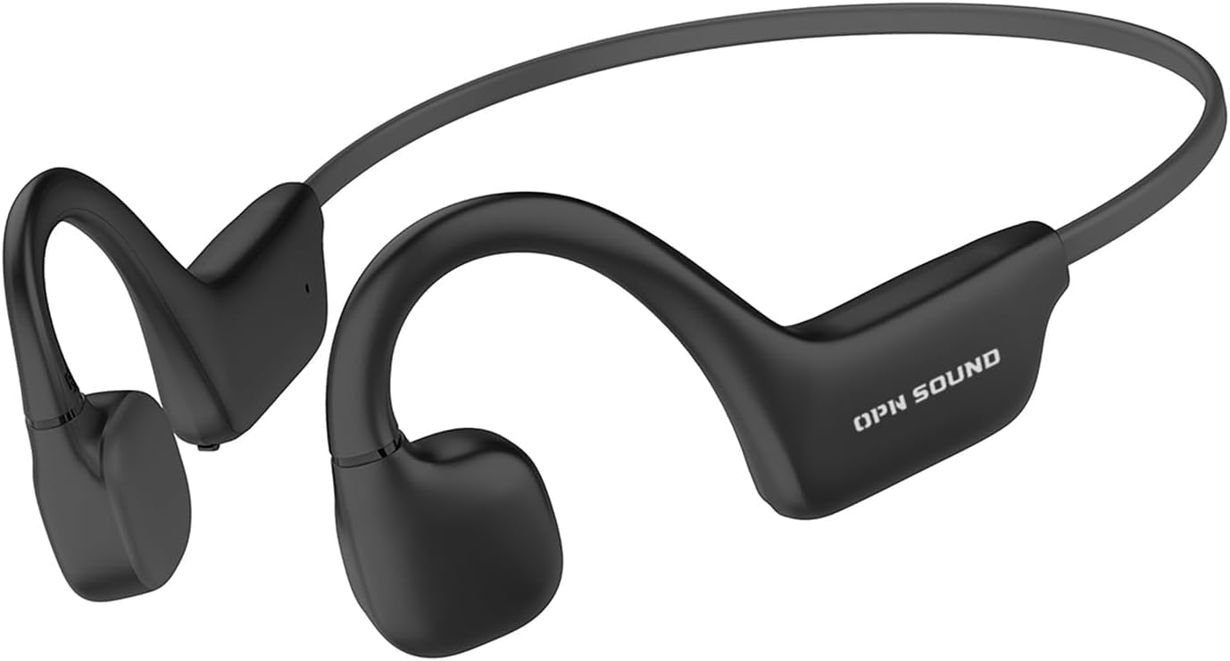 Osso Bluetooth Bone Conduction Headphones with Built-in Mic - Wireless Open-Ear Headset for Running, Cycling & Workouts (Black) - Sweatproof Sport Earphones for Gym, Jogging & Outdoor Activities