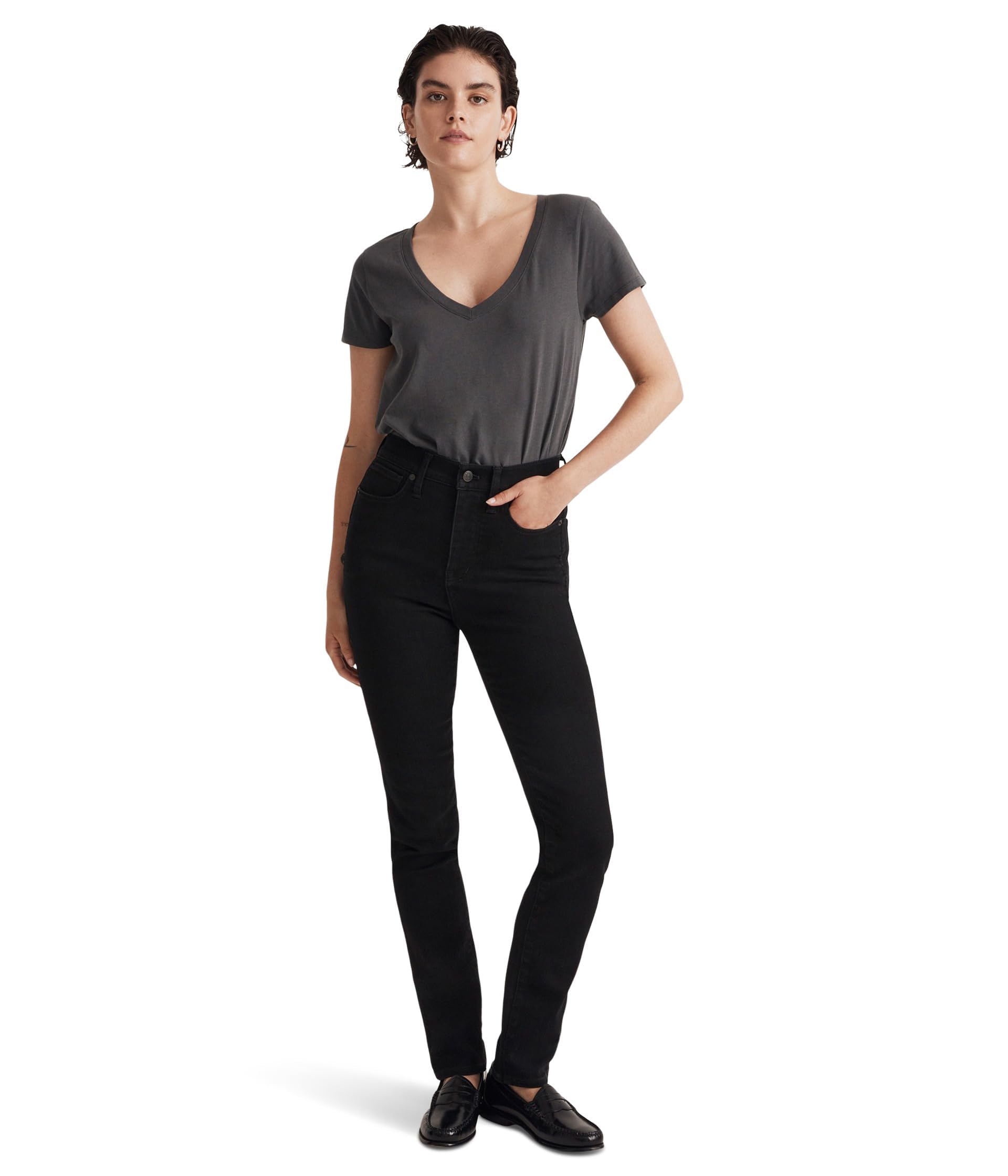Madewell Stovepipe Jeans for Women - Black Rinse Wash High Rise Straight Leg Denim Pants | Perfect for Casual Outfits, Workwear & Everyday Style