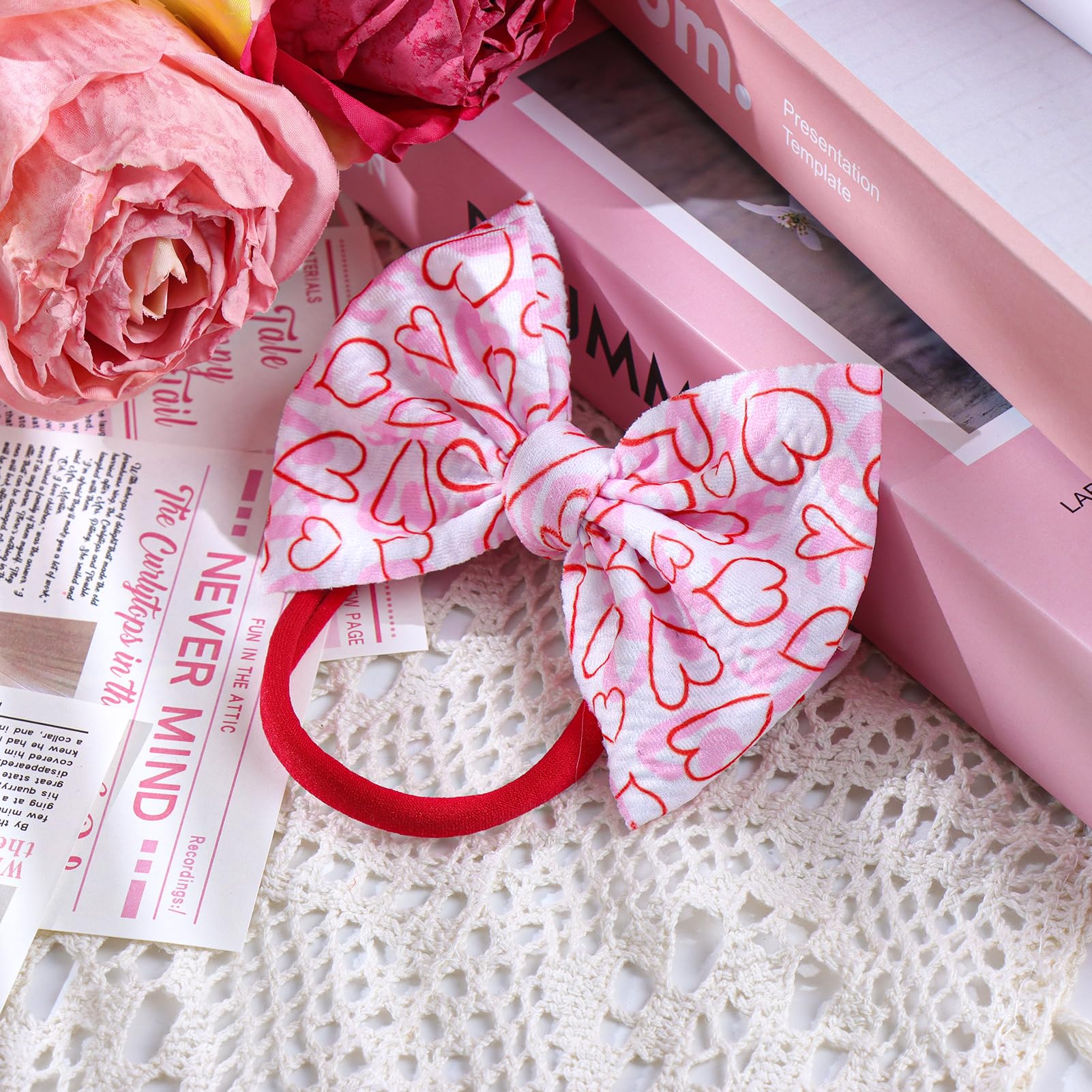 Baby Girl Hair Bows - Pink Heart Headband for Newborn & Toddler - Party & Photo Outfits