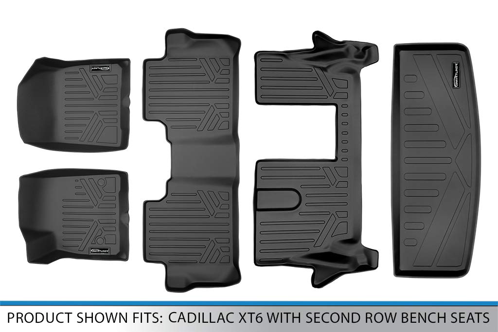 Premium SMARTLINER Custom Fit Floor Mats & Cargo Liner Set (3 Rows + Behind 3rd Row) - Black - Perfect for 2020-2023 Cadillac XT6 with 2nd Row Bench Seat - All-Weather Protection for Family Road Trips & Daily Commutes
