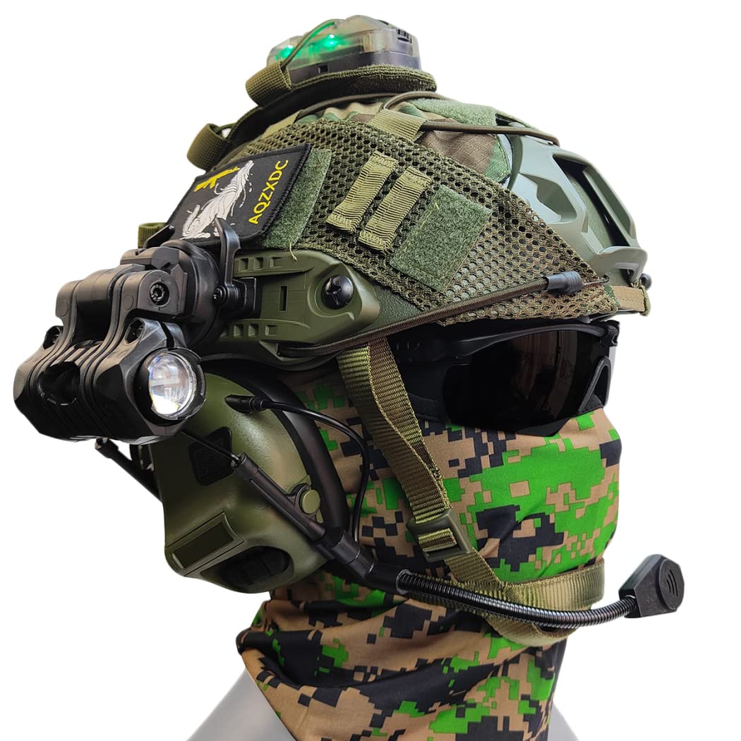 Airsoft Helmet & Noise Canceling Headset Set with Goggles, Flashlight, Helmet Cover, LED Lights & Balaclava - Tactical Gear for Airsoft, Paintball, CQB, Hunting & Outdoor Shooting Games