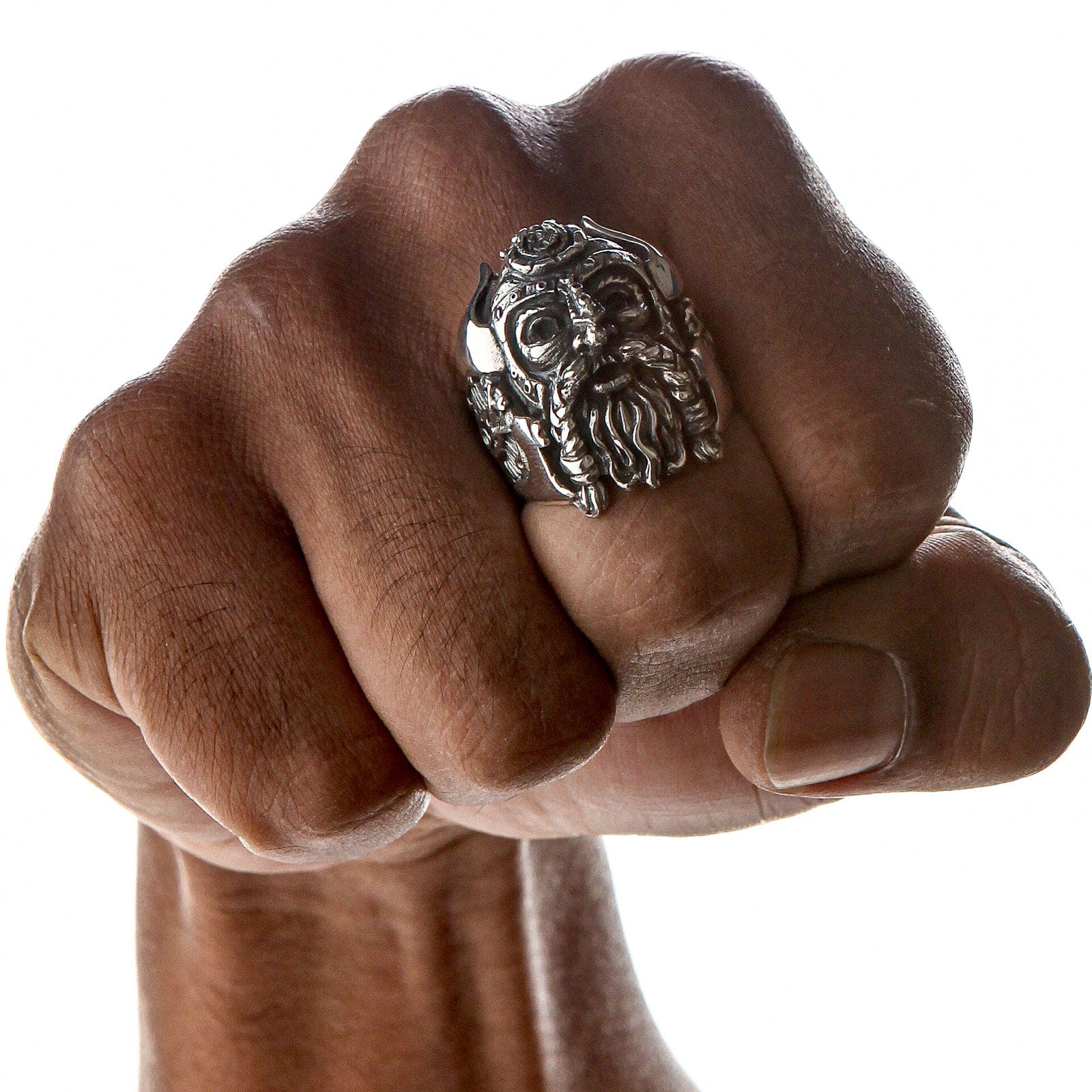 Viking Warrior Sterling Silver Biker Ring for Men - Norse Mythology Jewelry - Handcrafted 925 Silver Ring - Perfect for Bikers, Motorcycle Enthusiasts & Viking Lovers