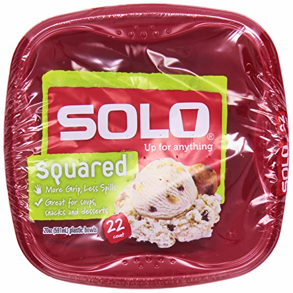 18oz Solo Cup Grips Plastic Bowls - 22 Count (Pack of 14) - Durable Party Bowls for Picnics, BBQs, and Outdoor Events