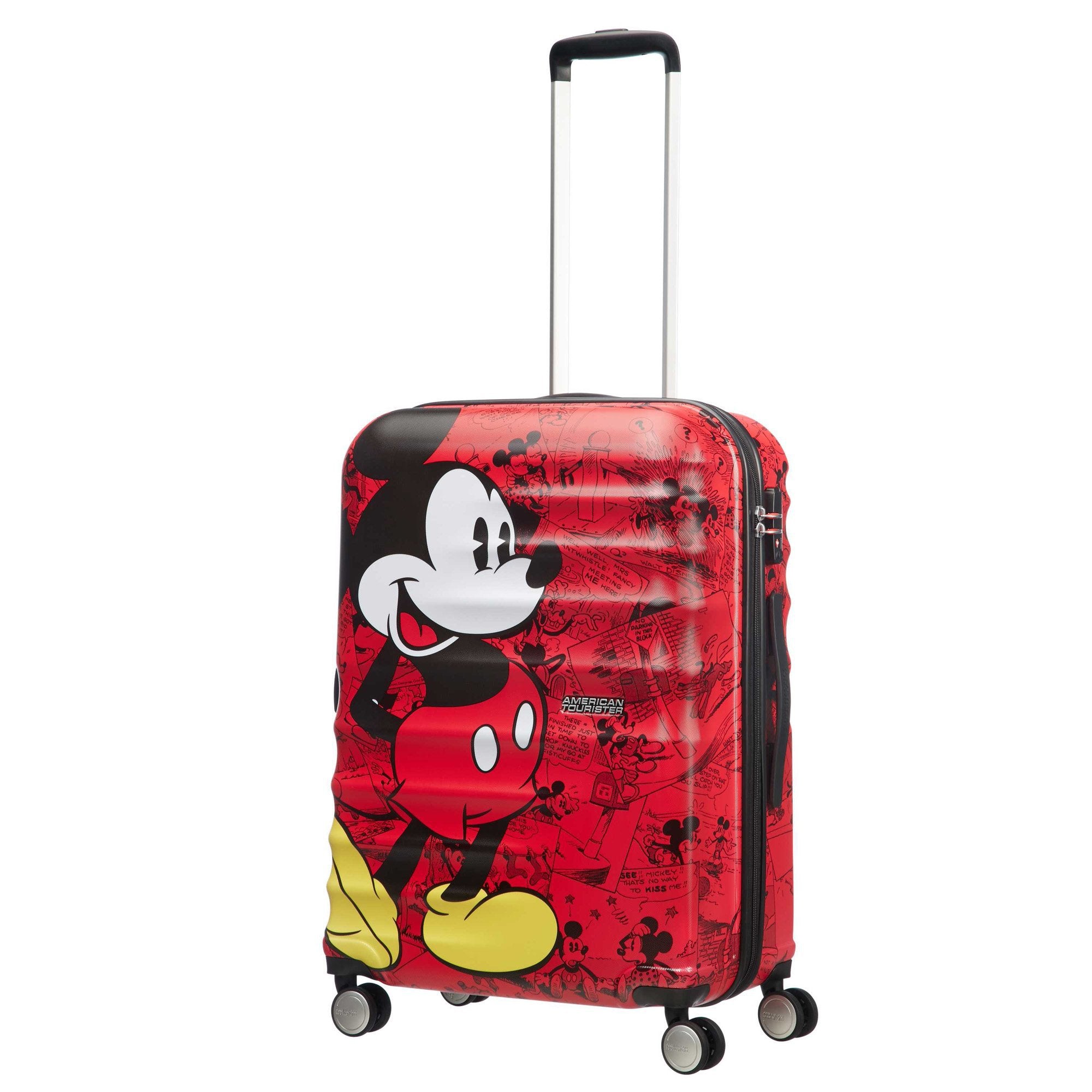 American Tourister Disney Wavebreaker Spinner Medium Luggage - Mickey Comics Red Suitcase for Travel, Vacations & Business Trips | Lightweight & Durable Hardshell Spinner Carry-On