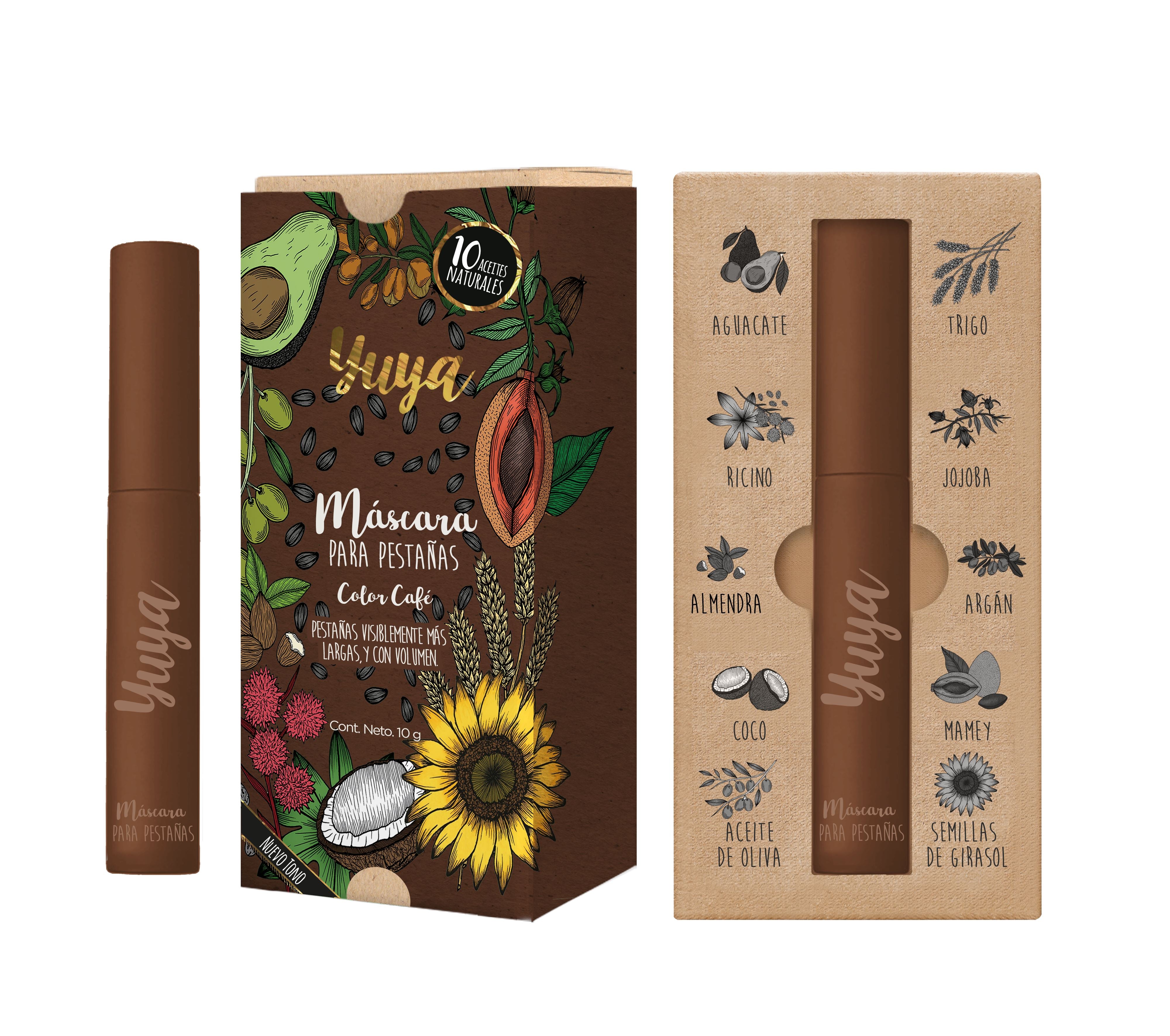 10 Natural Oils Eyelash Growth Serum - Brown Color for Longer, Thicker Lashes - Perfect for Nighttime Use & Daily Lash Care