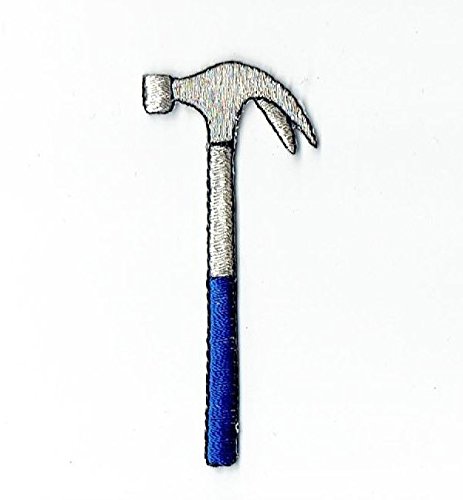 Blue Hammer Embroidered Iron On Patch for Jackets, Bags & DIY Crafts - Durable Sew-On or Iron-On Emblem for Clothing Customization