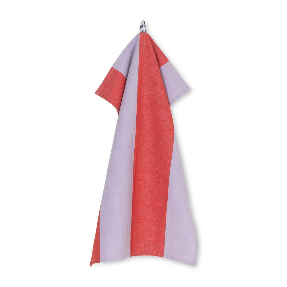 FERM LIVING Hale Kitchen Tea Towel - Absorbent Cotton Dish Towel Set, Red & Lilac for Drying Dishes, Cleaning Countertops & Stylish Kitchen Decor