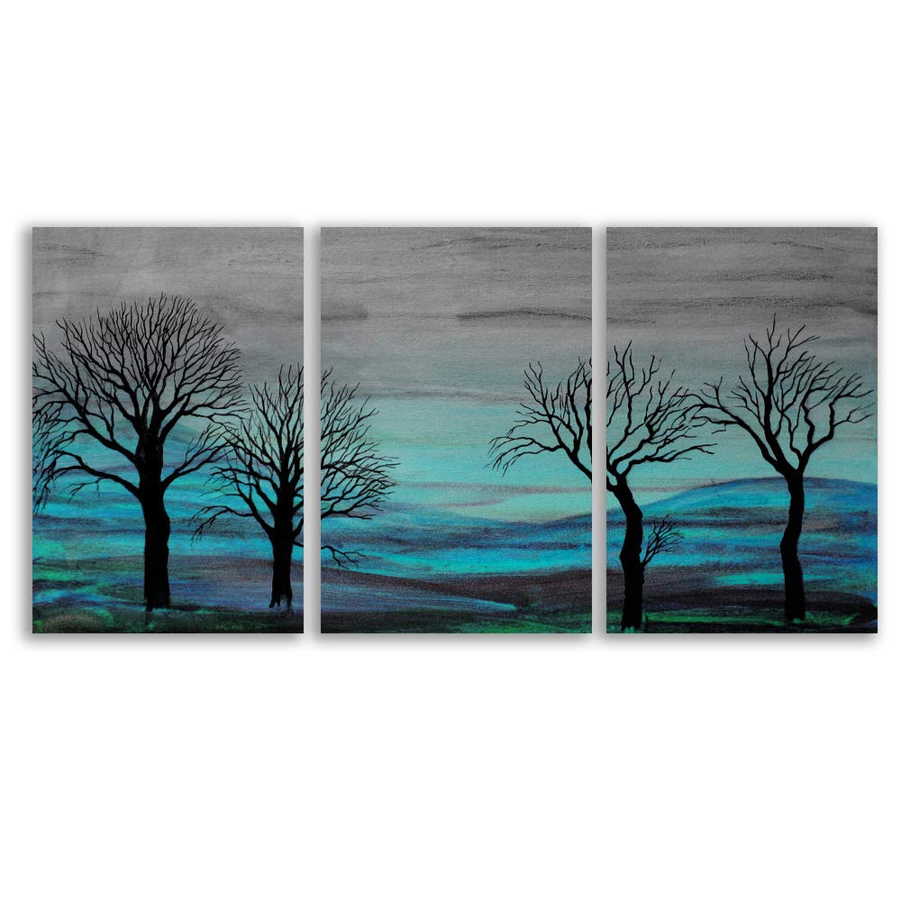 Abstract Cloud Tree Canvas Wall Art - 3 Panel Framed Oil Painting Print (24x36 Inches) for Bedroom, Living Room & Office Decor | Modern Home Wall Decorations