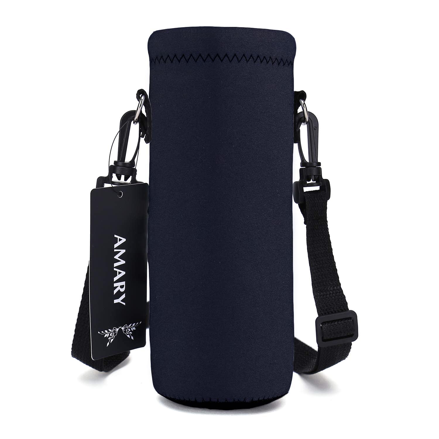 AMARY 1000ML Neoprene Water Bottle Holder with Adjustable Strap - Insulated Thermal Cover for 34oz Stainless Steel, Glass & Plastic Bottles (Black) - Perfect for Gym, Hiking, Travel & Outdoor Activities