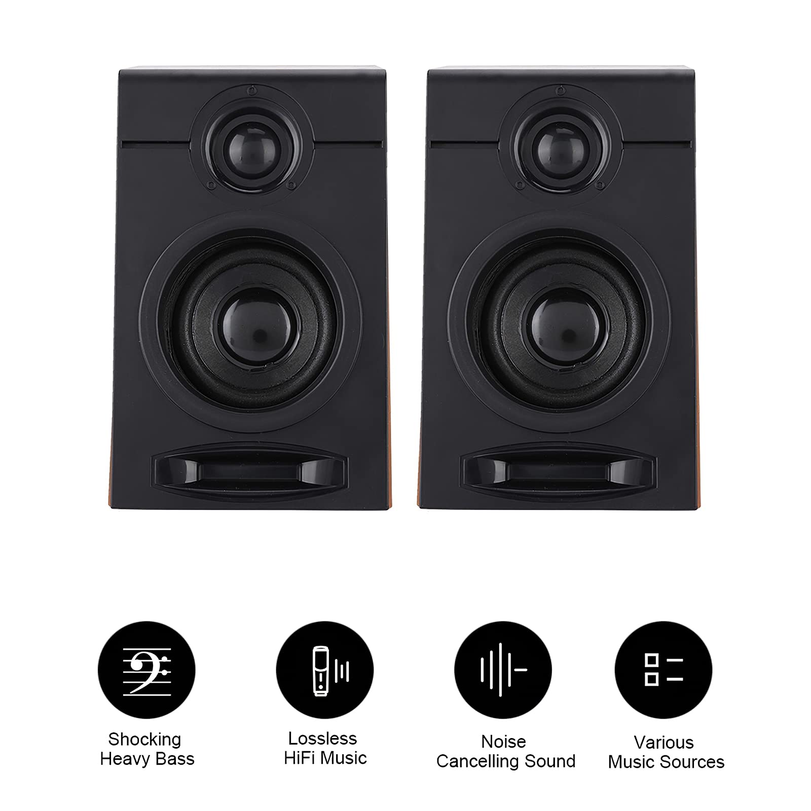 2pcs Mini Subwoofer Speakers Computer Kit - Enhanced Bass Multimedia Speakers with Non-Slip Mat for Home Studio, Desktop, and Gaming Setup