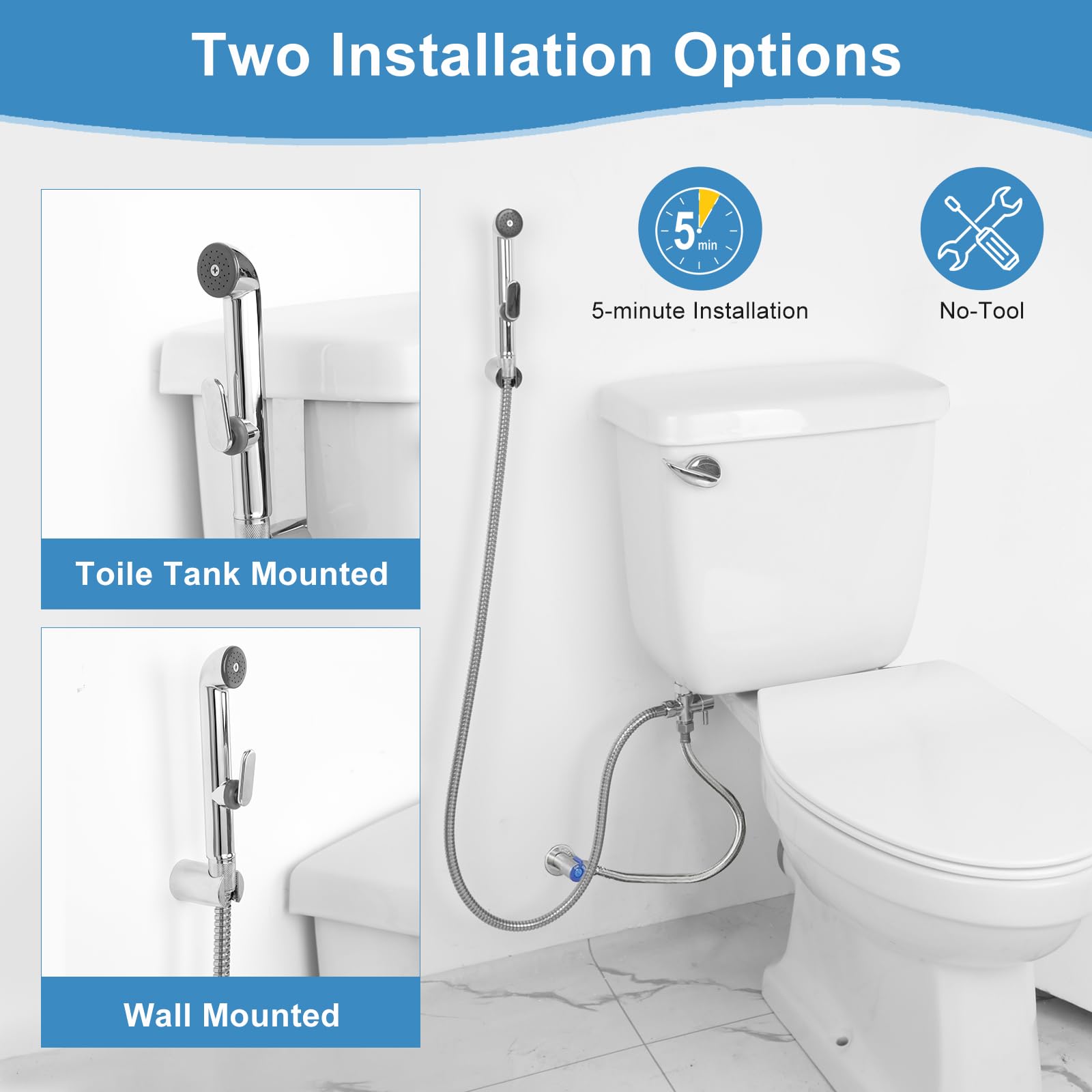 Portable Handheld Bidet Sprayer for Toilet - Adjustable Water Pressure Zinc Alloy Shower Set with Hose | Perfect for Feminine Hygiene, Baby Diaper Cleaning & Postpartum Care | Easy Wall or Toilet Mount Installation