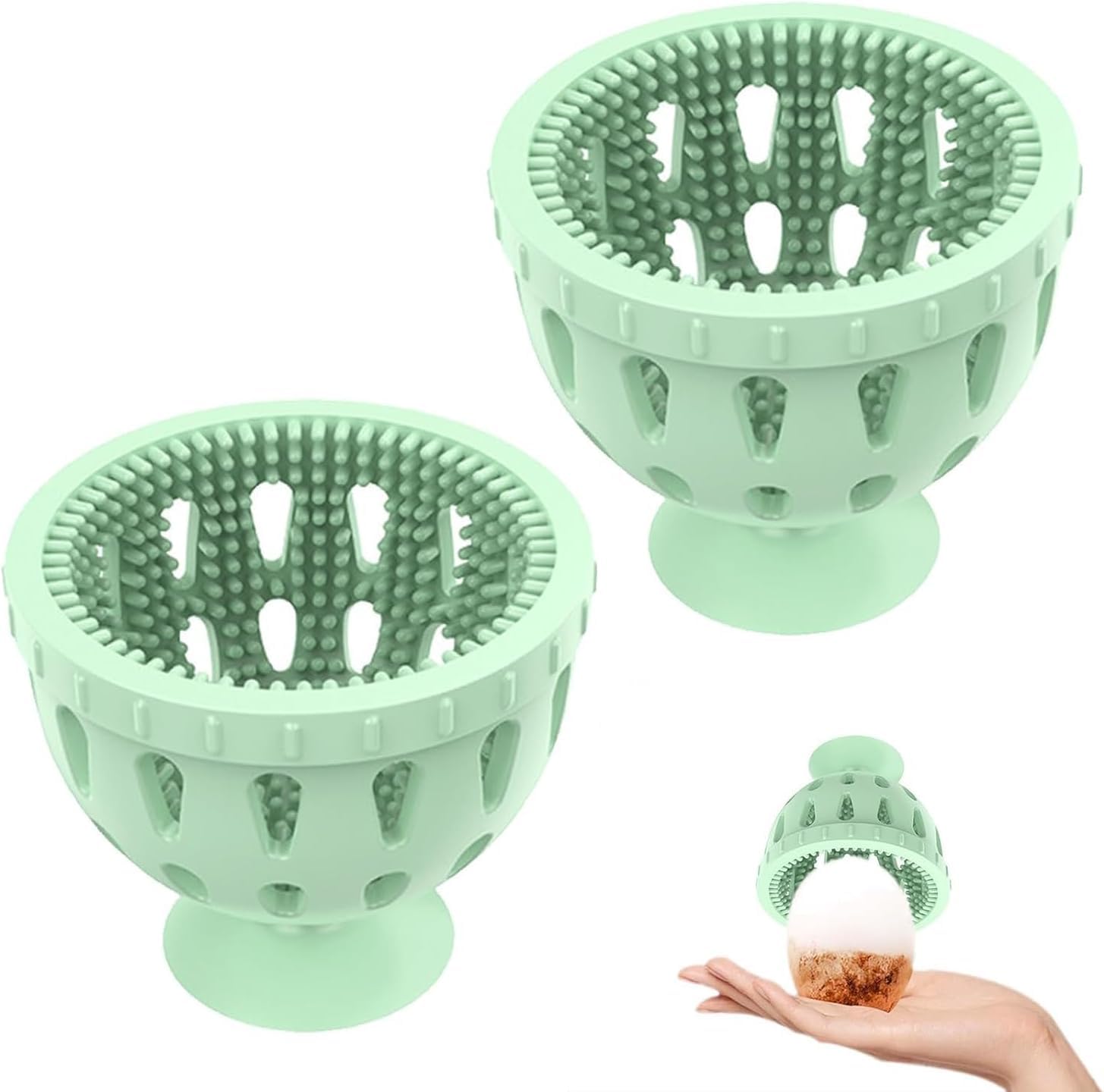2-Pack Silicone Egg Cleaning Brush - Food Grade Egg Washer Tool for Fresh Eggs (Green, 2.32 Inch) - Perfect for Farm Fresh Eggs, Organic Produce & Kitchen Hygiene