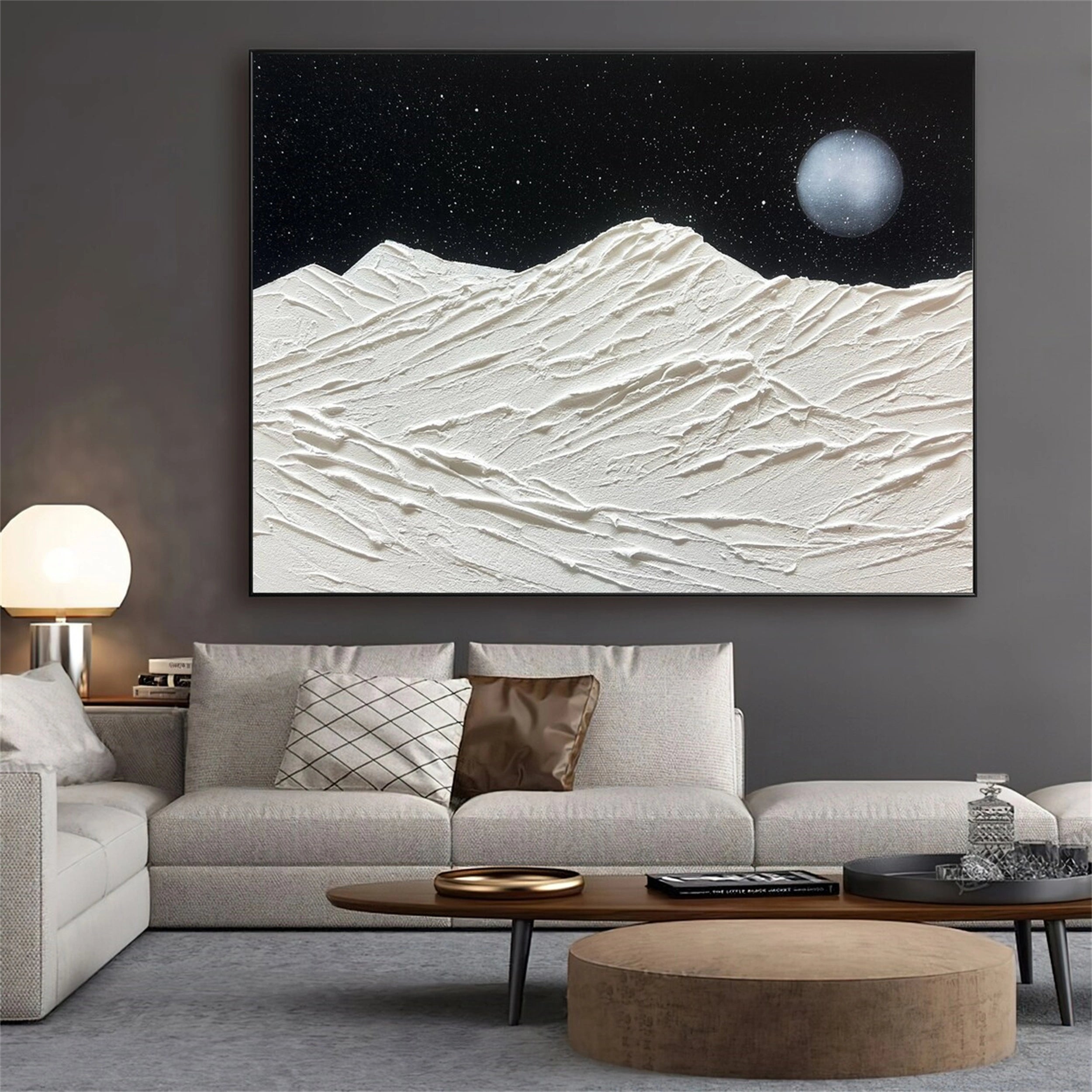 Black and White Textured Minimalist Wall Art Print #MZ059 - Modern Abstract Canvas Painting for Living Room, Bedroom & Office Decor