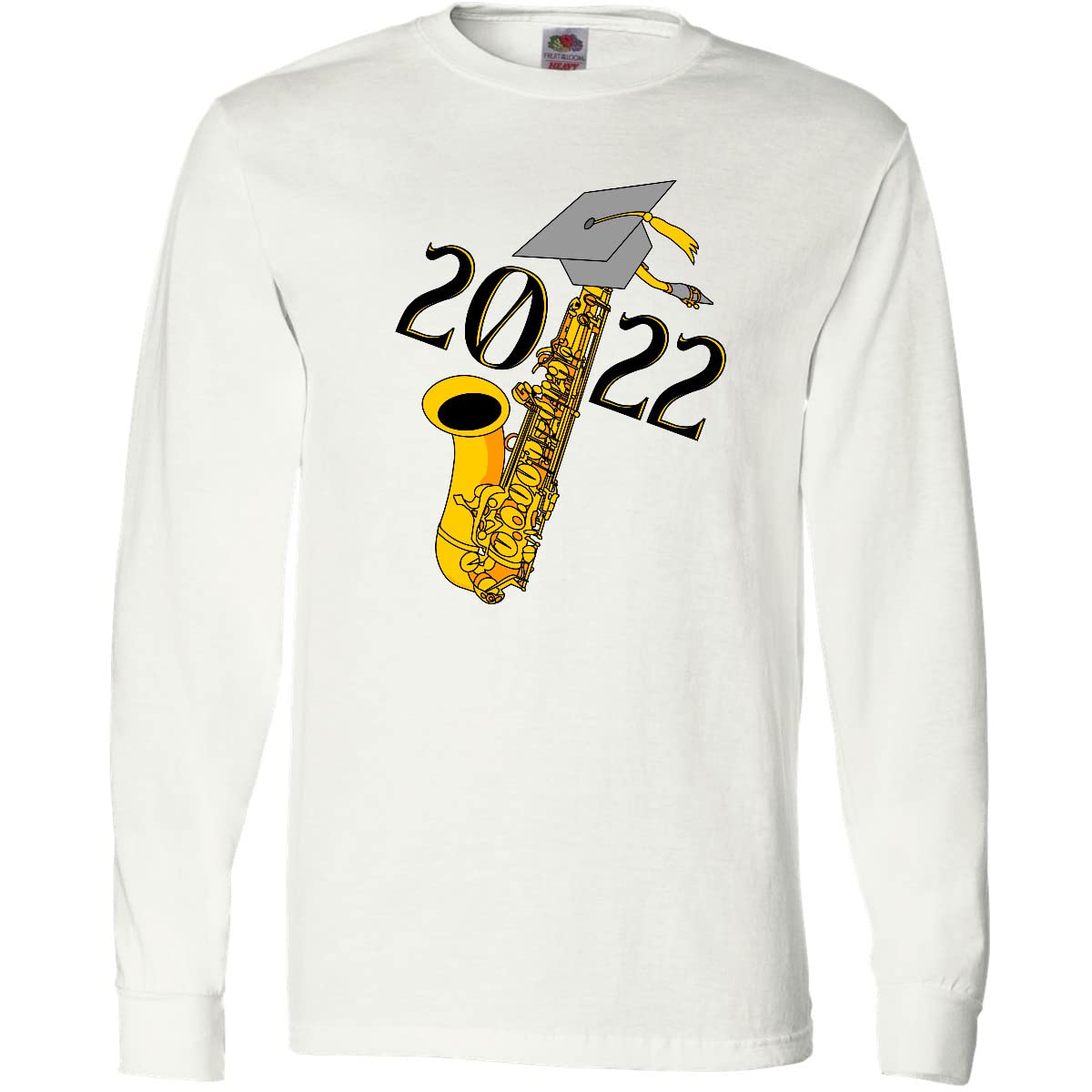 Inktastic Saxophone 2022 Graduation Long Sleeve T-Shirt - Music Lover Gift, Band Apparel, Concert Tee for Musicians & Graduates - Perfect for Music Performances, School Events & Casual Wear