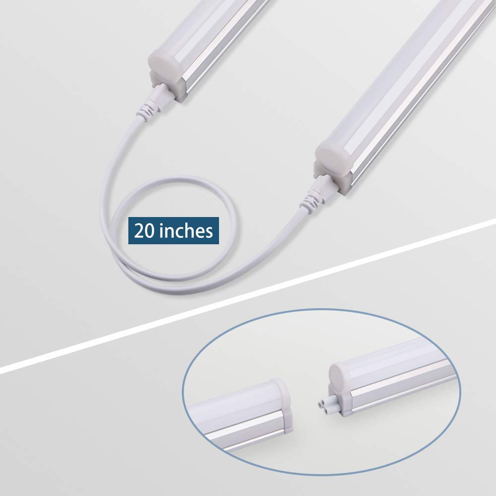 Barrina 18-Pack LED T5 Integrated Fixture - 4FT Super Bright White Light (2200lm, 6500K, 20W) - Shop, Ceiling & Under Cabinet Lighting with Built-in On/Off Switch - Perfect for Garages, Workshops, Kitchens & Retail Spaces