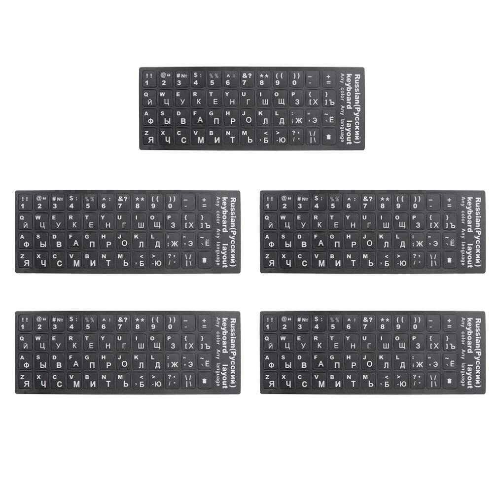 5-Pack Spanish Keyboard Stickers - PVC Letter Labels for Laptop & Computer Keyboards | Durable Alphabet Stickers for Language Learning & Typing Practice (Ideal for Students, Travelers & Multilingual Users)