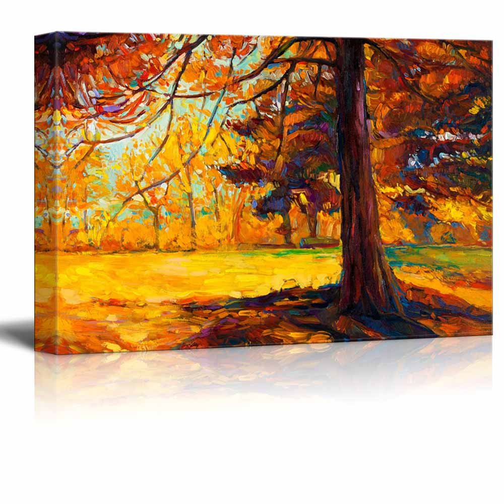 Autumn Landscape Canvas Print - Original Oil Painting of Big Old Tree in Forest - 32