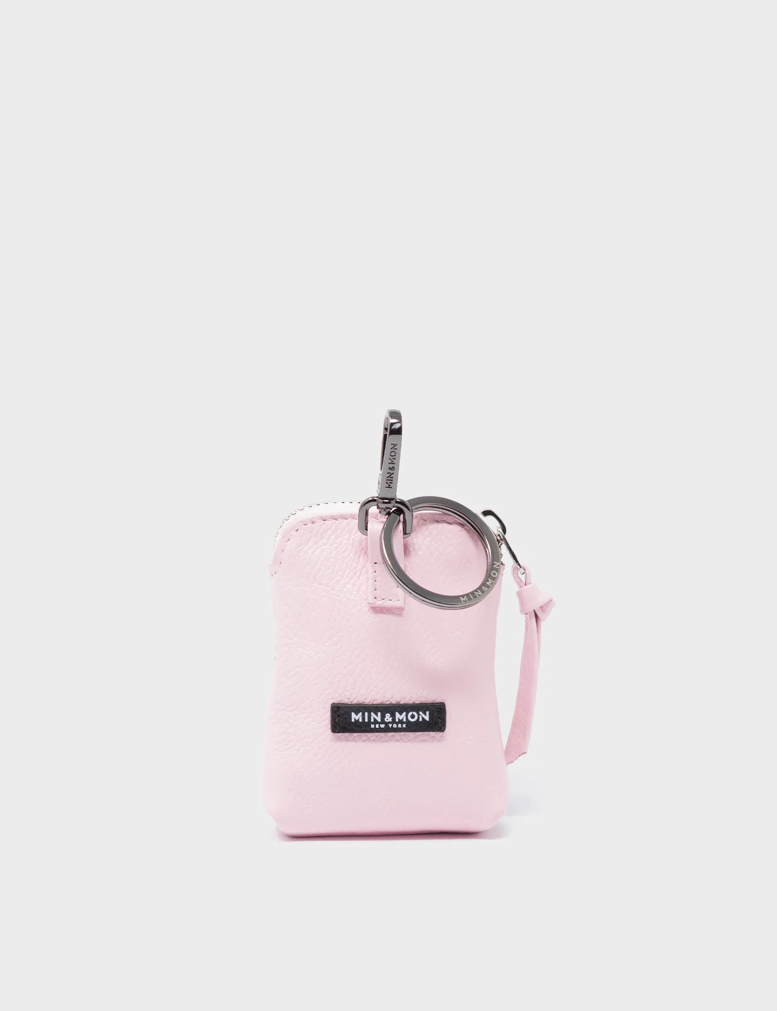 Florence Pouch Charm - Parfait Pink Leather Keychain with Floral Print | Perfect for Handbags, Wallets & Gift Giving