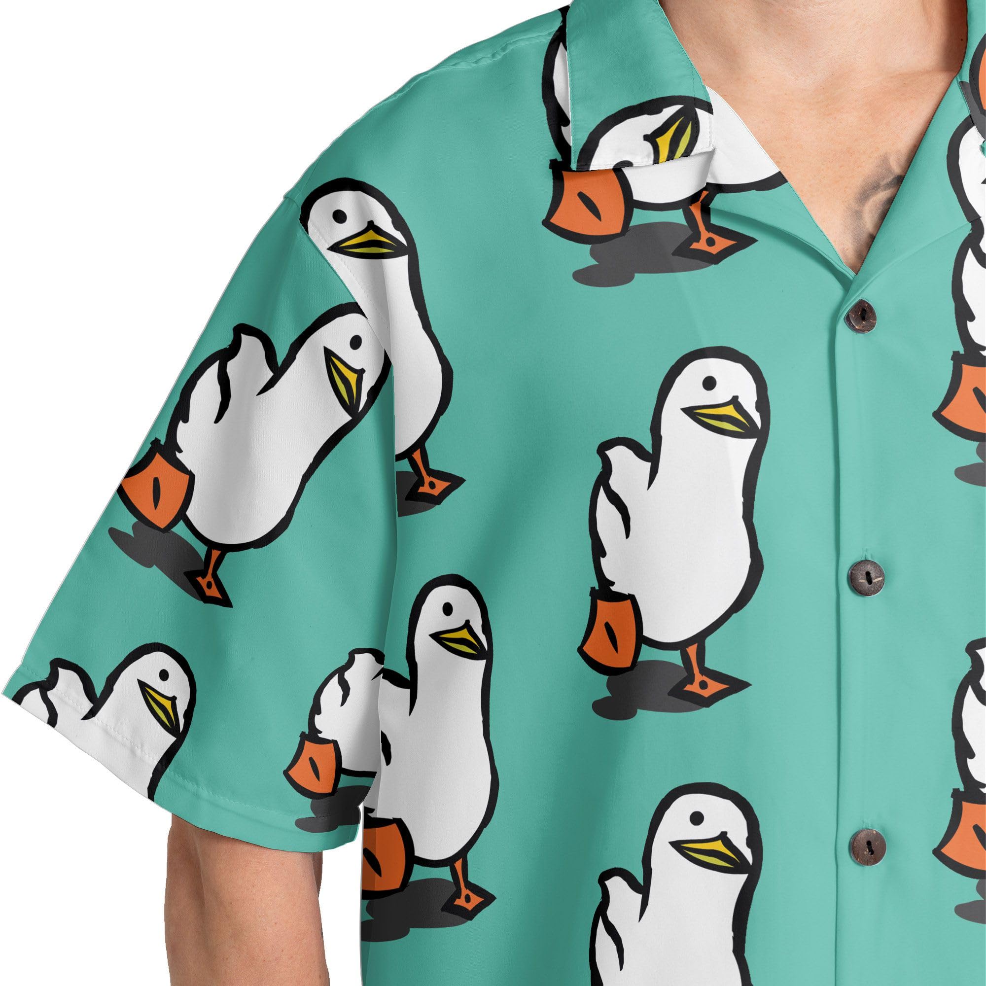 Funny Duck Shirts for Men - Cute Duck Print Casual Short Sleeve Hawaiian Shirts | Trendy Summer Beachwear & Party Outfit