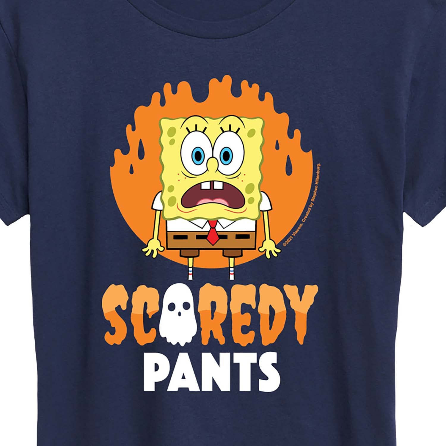 HYBRID APPAREL Women's Spongebob Squarepants Scaredy Pants Graphic T-Shirt - Short Sleeve Casual Tee for Cartoon Fans, Funny Gift Idea