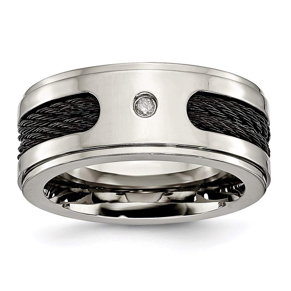 Titanium Black Ion Plated 1mm Diamond Wedding Band Ring for Women - Elegant Bridal Engagement Ring, Fine Jewelry Gift for Her - Perfect for Anniversaries, Proposals & Special Occasions