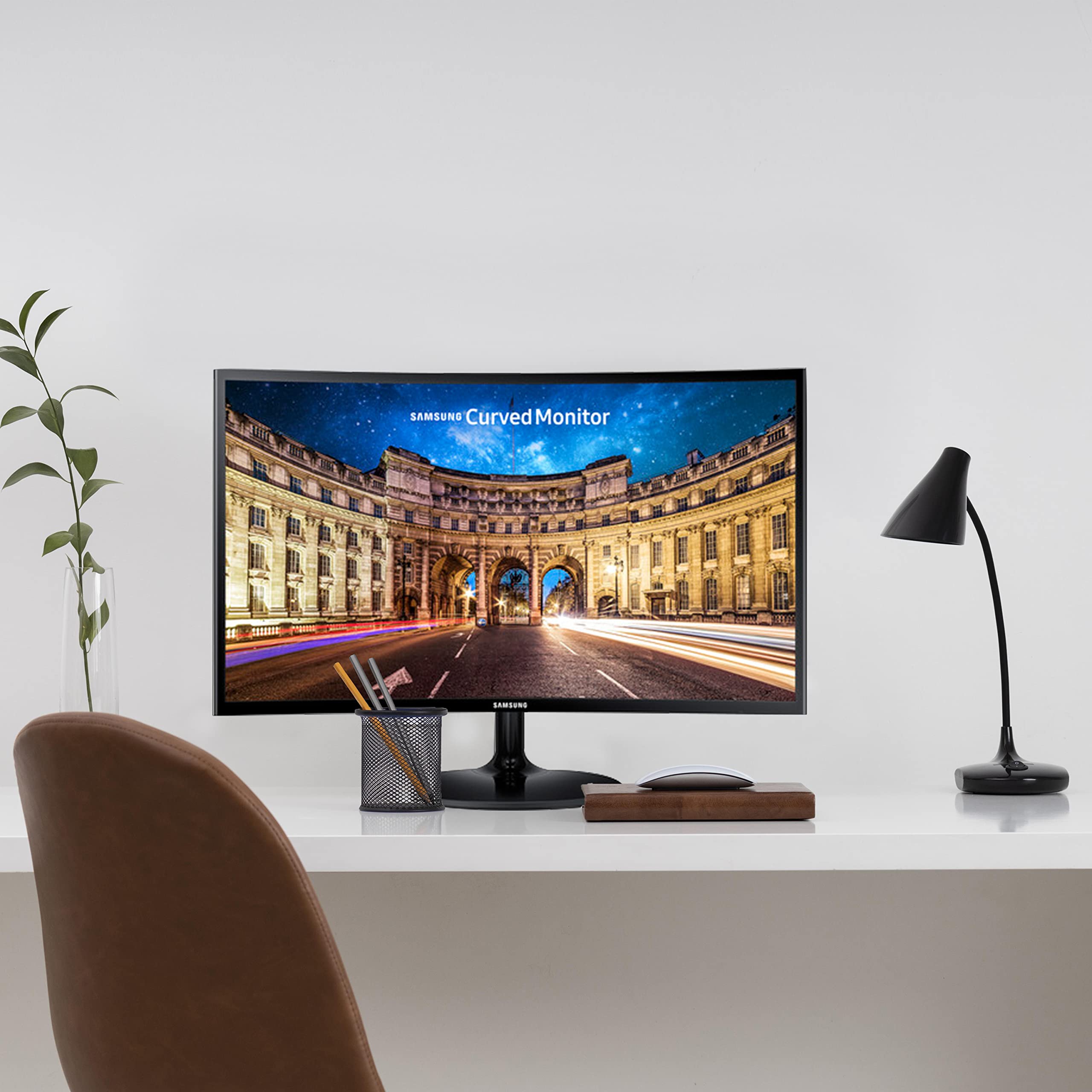 Samsung 24 Inch Curved LED Monitor - Full HD 1080p, 60Hz, Ultra-Slim Design for Gaming, Home & Office | Includes Free Mouse Pad | Black | LC24F390FHNXZA Model | Perfect for Work, Gaming & Entertainment