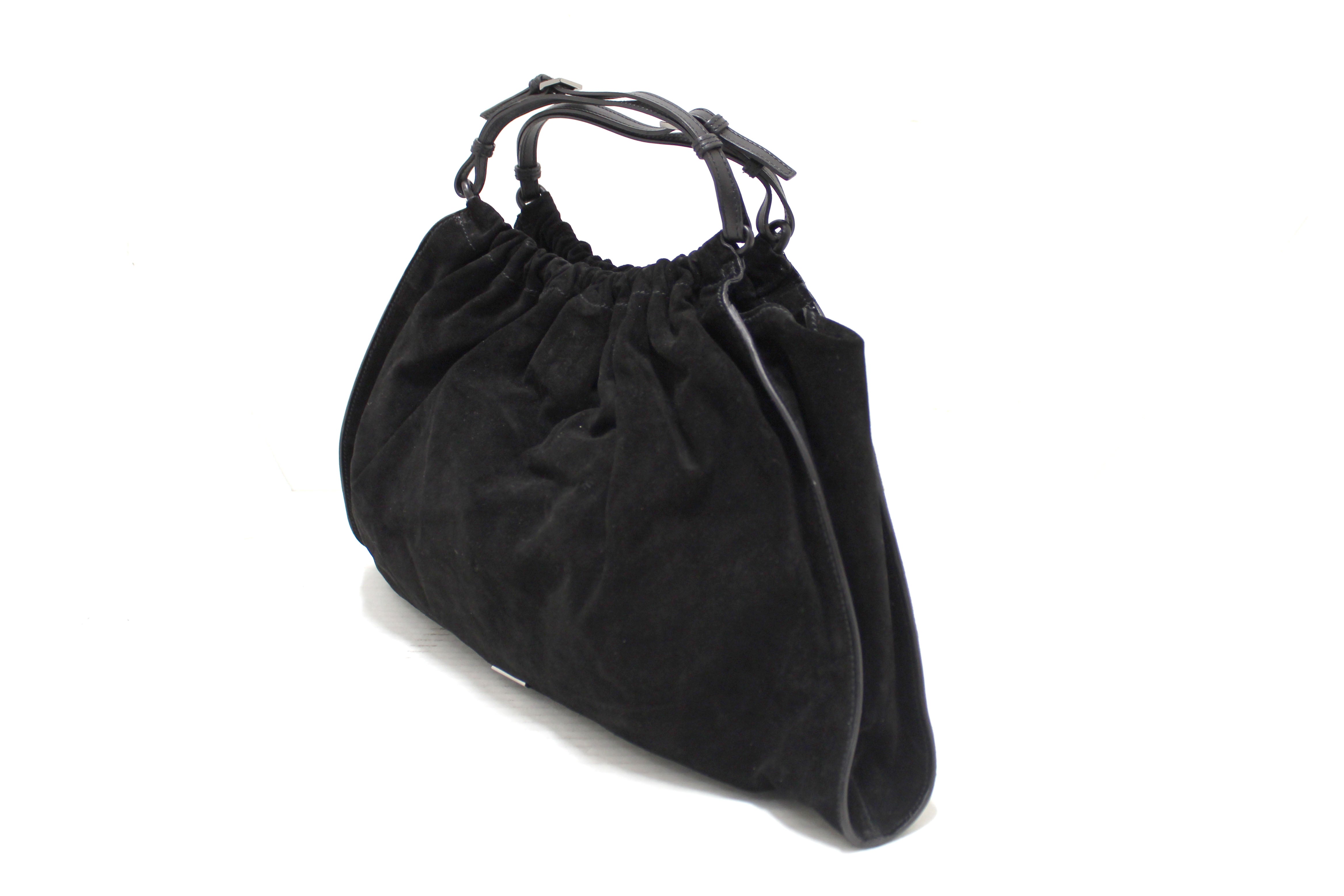 Authentic Gucci Black Suede Leather Hobo Shoulder Bag for Women | Luxury Designer Handbag for Everyday Use, Work & Evening Out