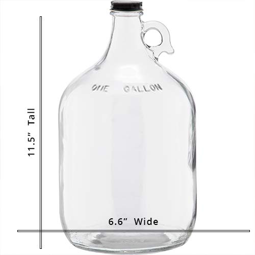 1 Gallon (128 oz) Clear Glass Jug with 38mm Cap - Pack of 6 | Ideal for Home Brewing, Fermenting & Storage | Fast Same Day Shipping