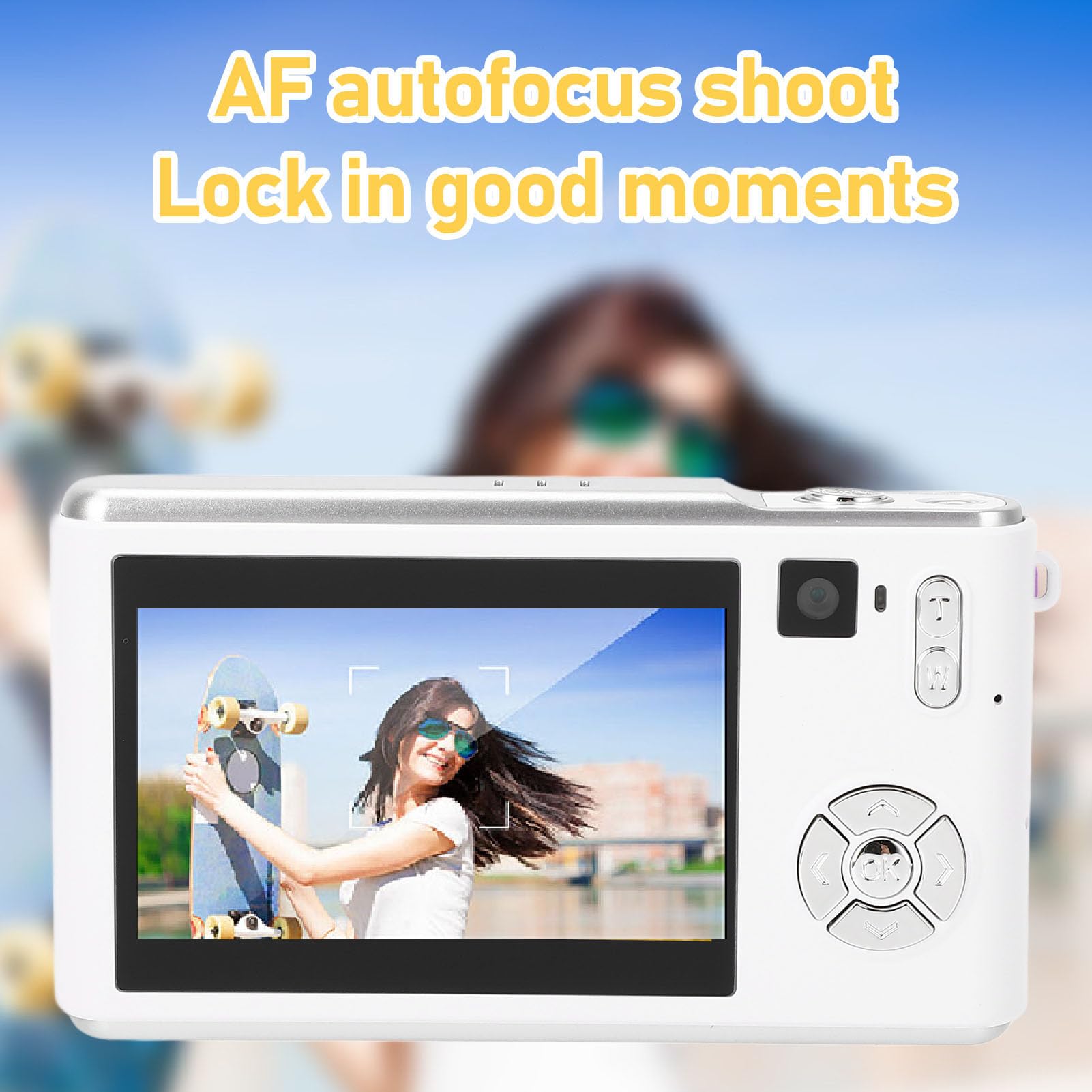 1080P HD Digital Camera with 18X Zoom & Dual Cameras - 36MP Auto Focus Compact Vlogging Camera for Travel, YouTube, TikTok & Selfies (White) - Perfect for Vloggers, Travelers & Content Creators