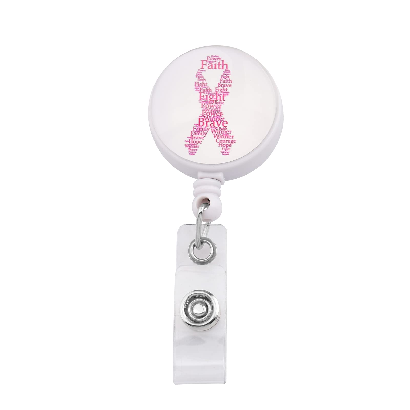 Pink Ribbon Lanyard Keychain - Breast Cancer Awareness Gift for ID Badge & Keys