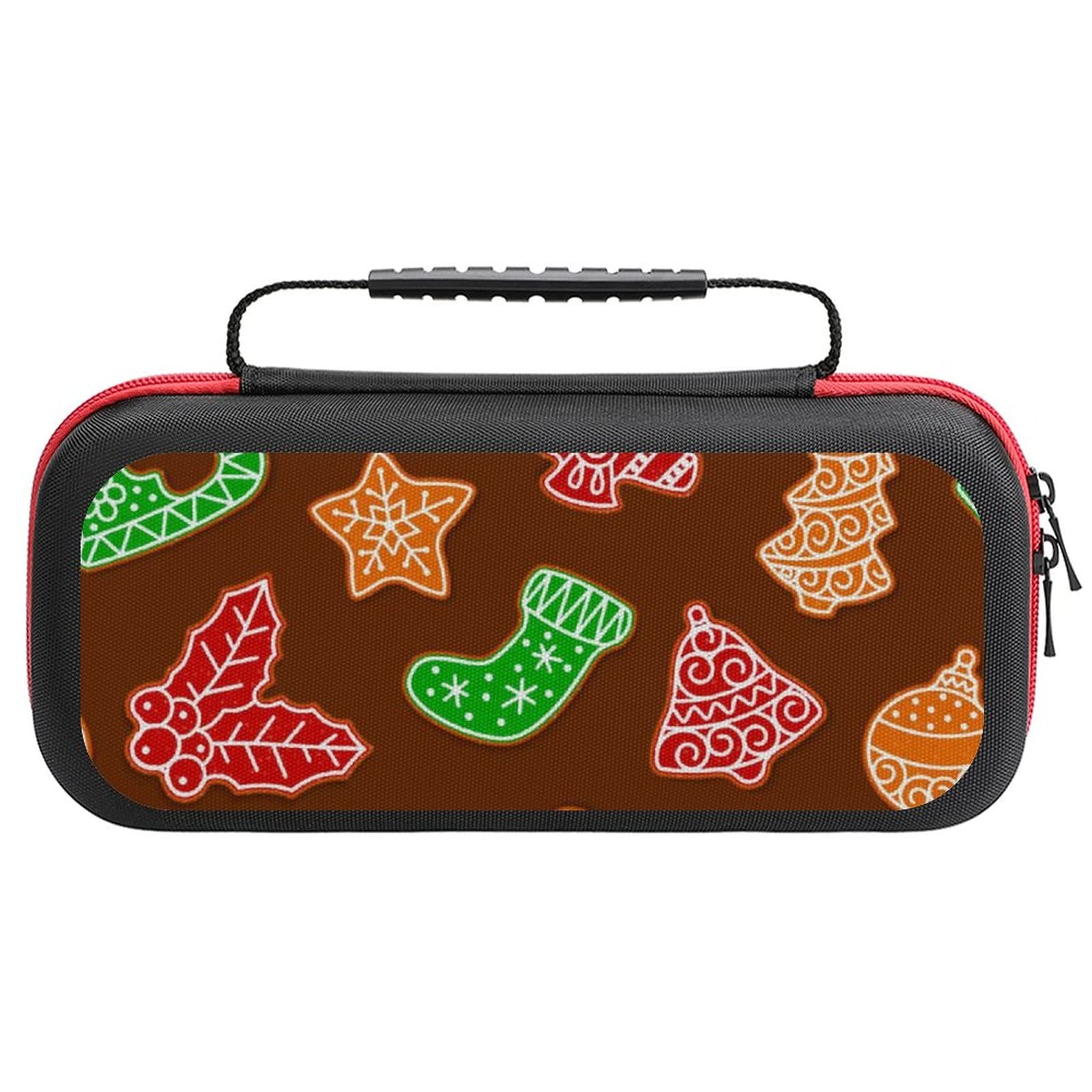 FunnyStar Christmas Gingerbread Cookies Themed Protective Carrying Case for Nintendo Switch - Durable Storage Handbag for Holiday Travel & Gaming On-The-Go