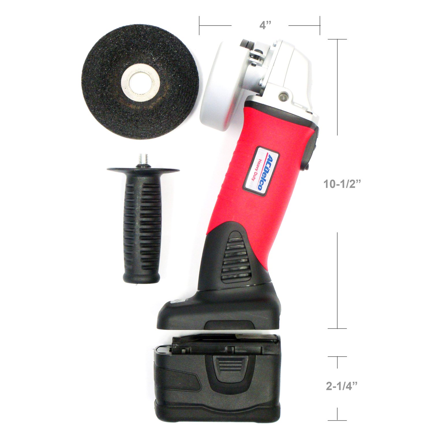 ACDelco ARG2011 18V Lithium-Ion Cordless Angle Grinder with 2 Batteries - 4.5 Inch, 12000 RPM for Metal Cutting, Grinding & Polishing - Perfect for DIY Projects & Professional Construction Work