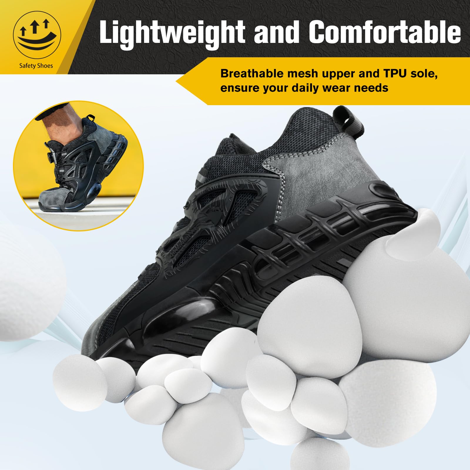 Men's & Women's Steel Toe Work Shoes - Lightweight Safety Sneakers with Non-Slip Puncture Proof Design for Industrial & Construction Work | Comfortable Protective Footwear for Warehouse, Factory & Outdoor Jobs