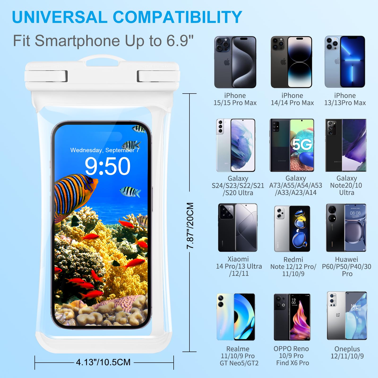 **CITAMAMA IPX8 Waterproof Phone Pouch - Universal Waterproof Case for iPhone 15 Pro Max/14 Pro/13 & Galaxy S24/S23 Ultra (Fits Up to 6.9